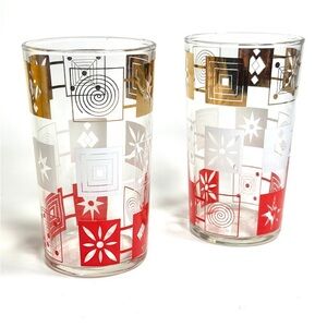 Vintage Glass Cups, Mid Century Modern, Barware